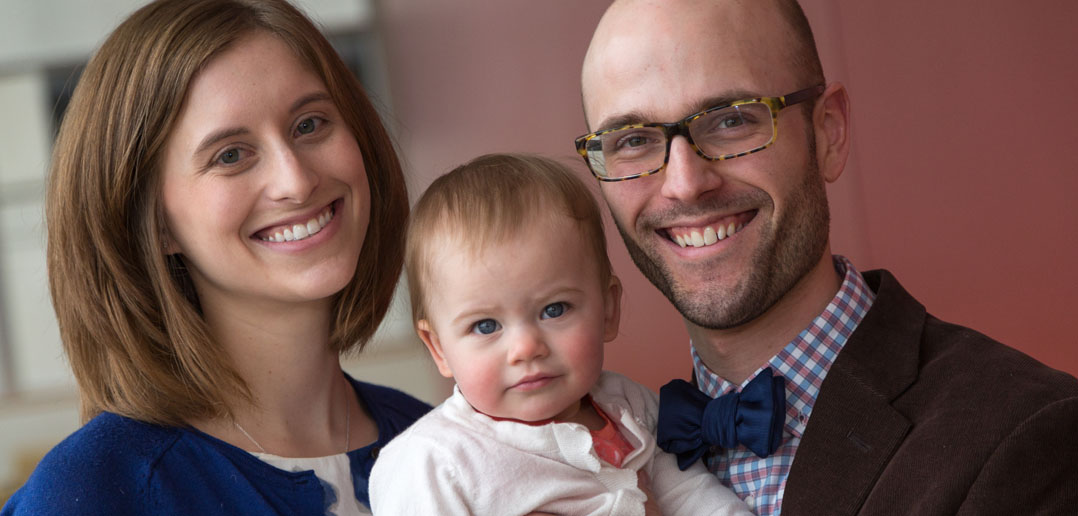 Ryan Heney MD'15, Jessica Heney MD'13 RES'16, and their daughter Phoebe