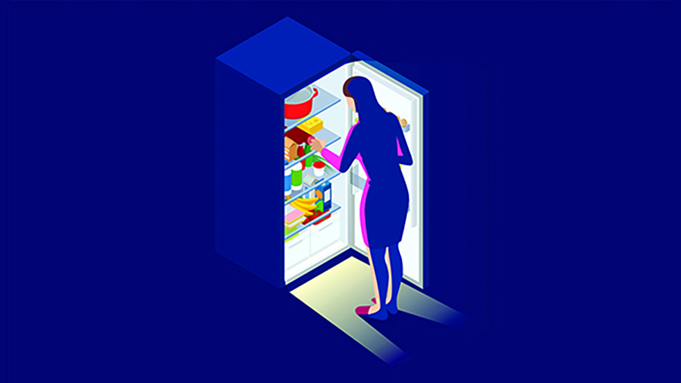 illustration of person in front of fridge