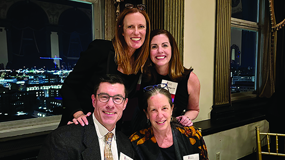 Dolly Klock RES’01, Susanna Magee RES’01, Nancy Long RES’01, and Jeff Wilson RES’01 pose for a photo at the  Family Medicine gala.