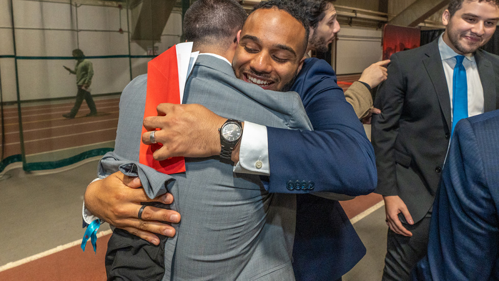 Students embrace at Match Day 2026