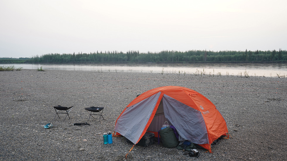Gravel bar campsite on the Yukon River
