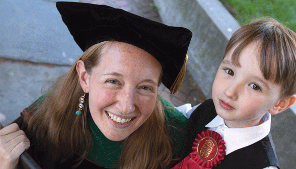 Cameron Lang MD'14 with her nephew, Cormac Lang. (credit: Scott Kingsley)