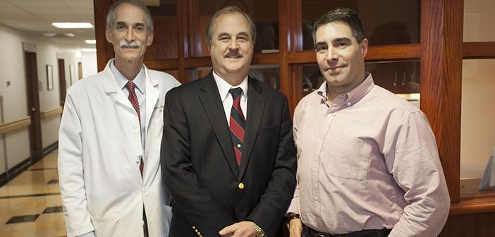 Stephen Salloway, Brian Ott, and Peter Snyder, left to right, work together to find new ways to diagnose, prevent, and treat Alzheimer's disease. Photo by Al Weems/Lifespan