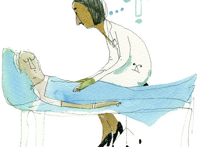 The Burden of Knowledge: A resident grapples with death, as a doctor and as a daughter. Illustration by Blair Thornley.