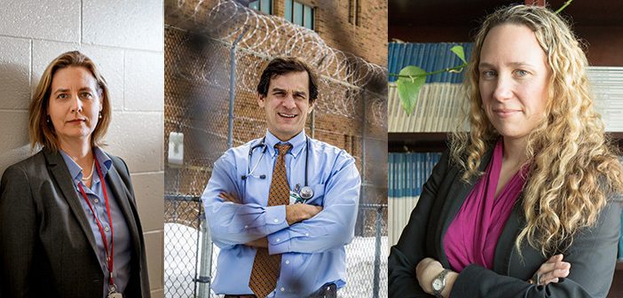 Jennifer Clarke, Jody Rich, and Traci Green, left to right, are coauthors of the study that found opioid addiction treatment during incarceration cut overdose deaths after people got out of prison.