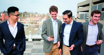 FAB FOUR: Jonathan Vu, Pete Mattson, Anshul Parulkar, and Nathan Pertsch (left to right) are the Brown Medical Venture Group. Photo by Jordan Emont MD’20