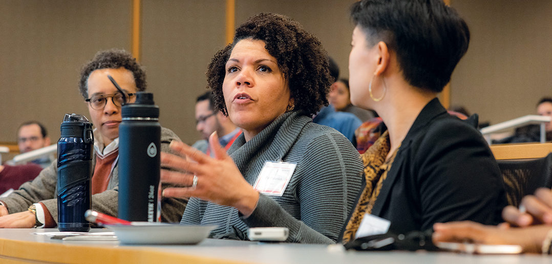 Tracey Guthrie, Pat Poitevien, and Angela Chang MD’21 at January’s family reunion.